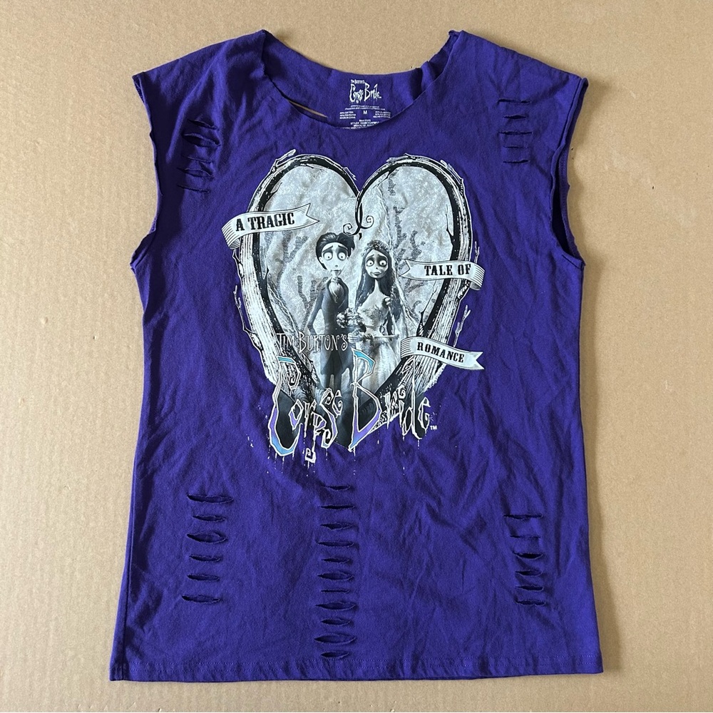 Disney Corpse Bride Graphic T shirt Medium Purple Razor Cut Emily & Victor